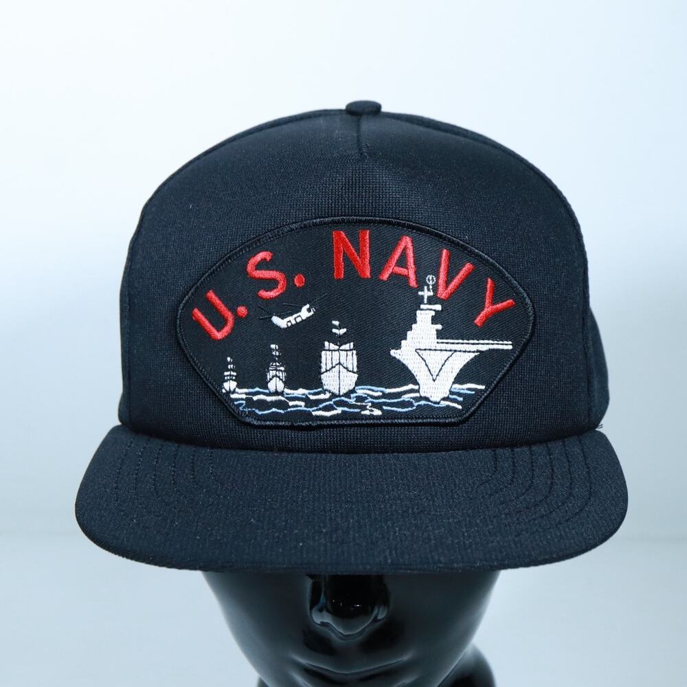 US Navy Cap Embroidered Patch Ballcap Black Aircraft Carrier HMC Honors